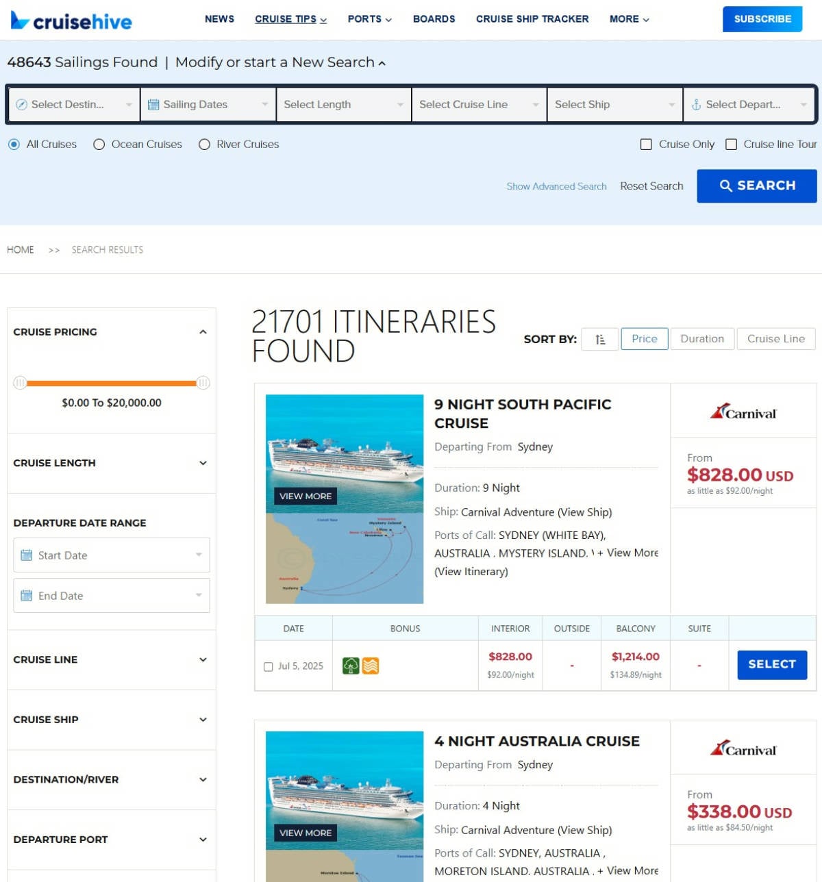 Cruise Hive Bookings