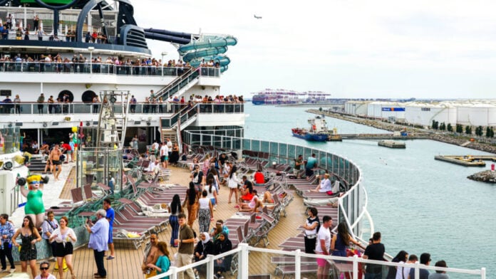 Deck of Passengers on Cruise Ship