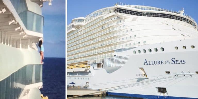 Cruise Passenger Caught Standing on Edge of Ship