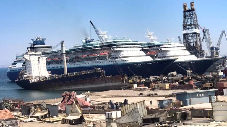 Two Former Royal Caribbean Cruise Ships Beached Ready for Scrapping