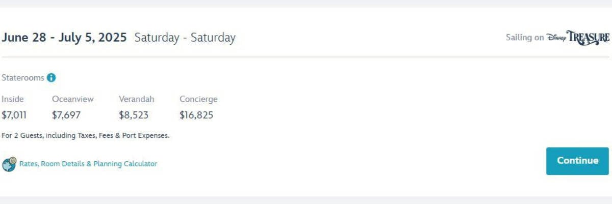 Disney Treasure Cruise Price