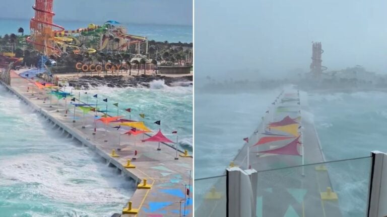 High Winds Cause Difficulties for Ships at Royal Caribbean Island