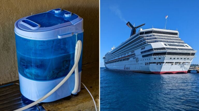 Cruisers Attempt to Bring Portable Washing Machine Aboard Ship