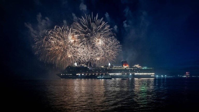New Cunard Queen Sets Off on Maiden Voyage With Great Flair