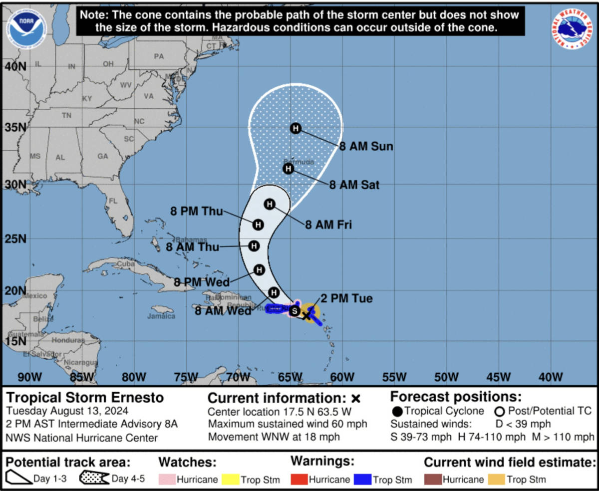 Tropical Storm Ernesto Latest