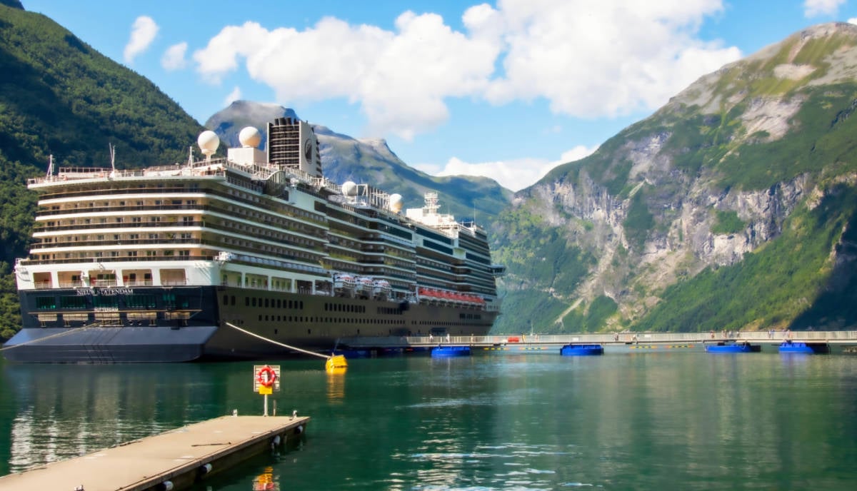 Holland America Ship Docked in Geiranger, Norway