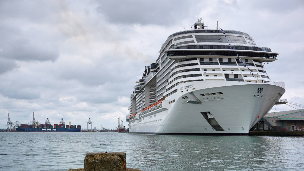MSC Virtuosa Cruise Ship Docked in Southampton