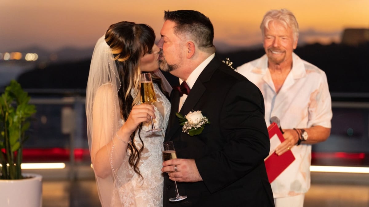 Virgin Voyages weddings, Richard Branson officiated the wedding of Danny and Brittany