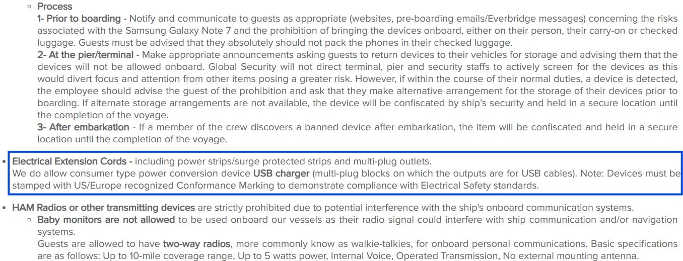 Royal Caribbean's Updated Banned List