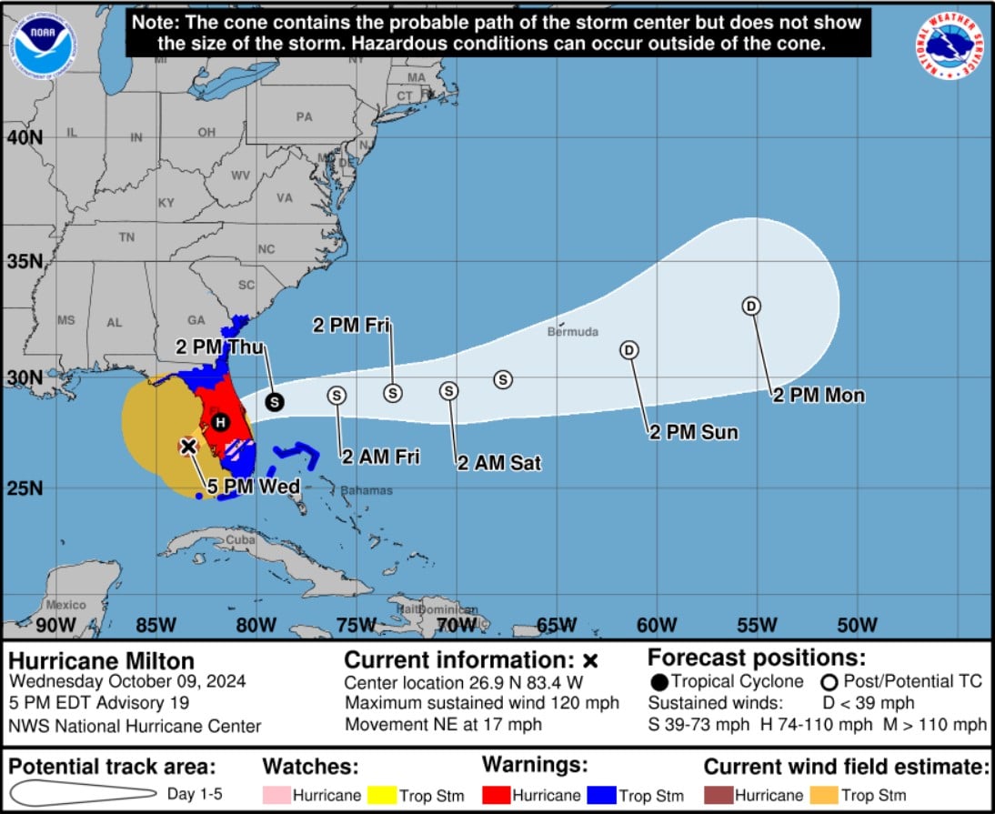Hurricane Milton, October 9, Advisory 19