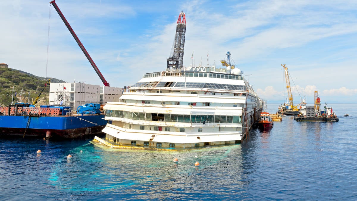 Recovery Efforts of Costa Concordia in Italy