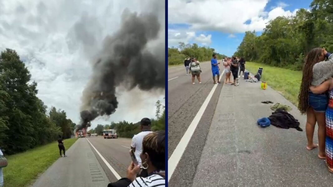 Burn Bus 55 Passengers Evacuated From Burning Bus Following Cruise