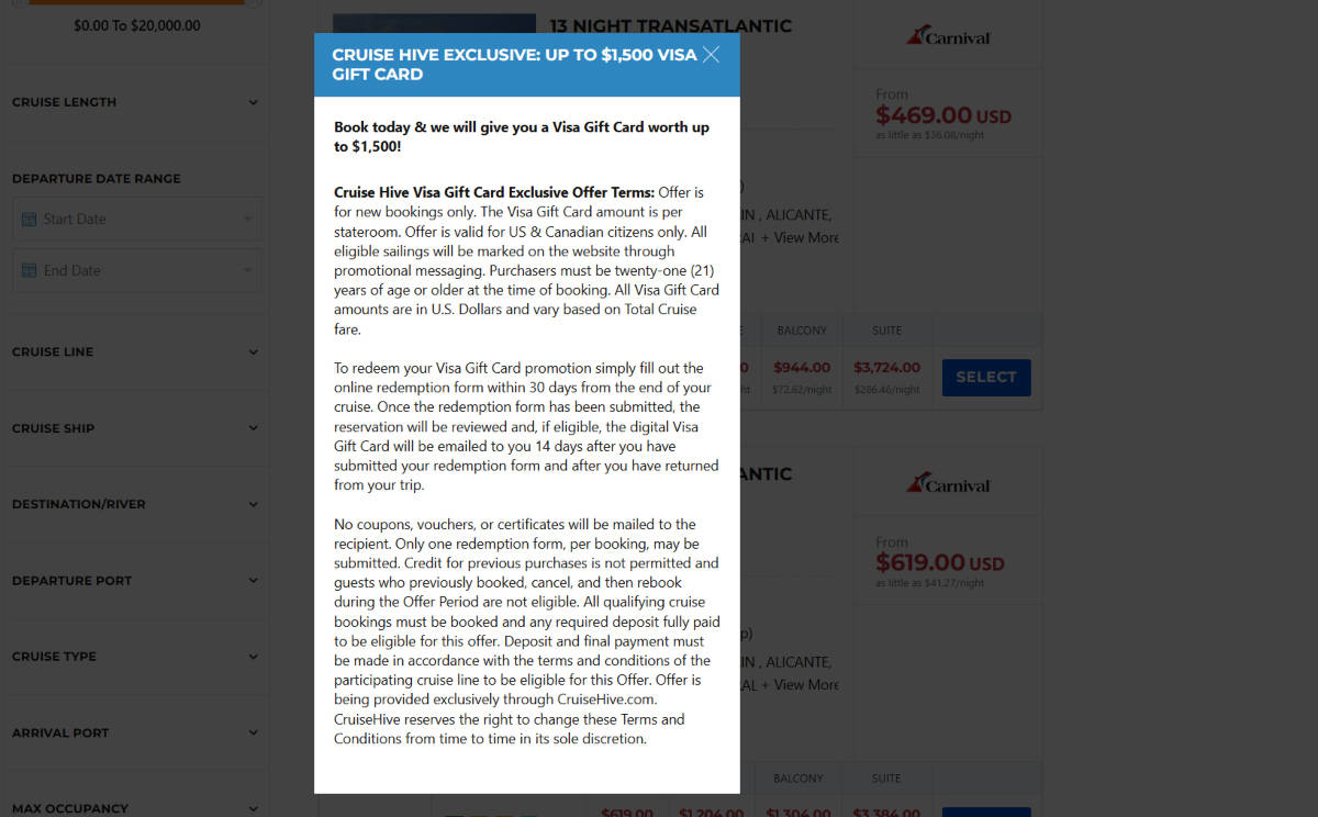 Booking Bonus Terms
