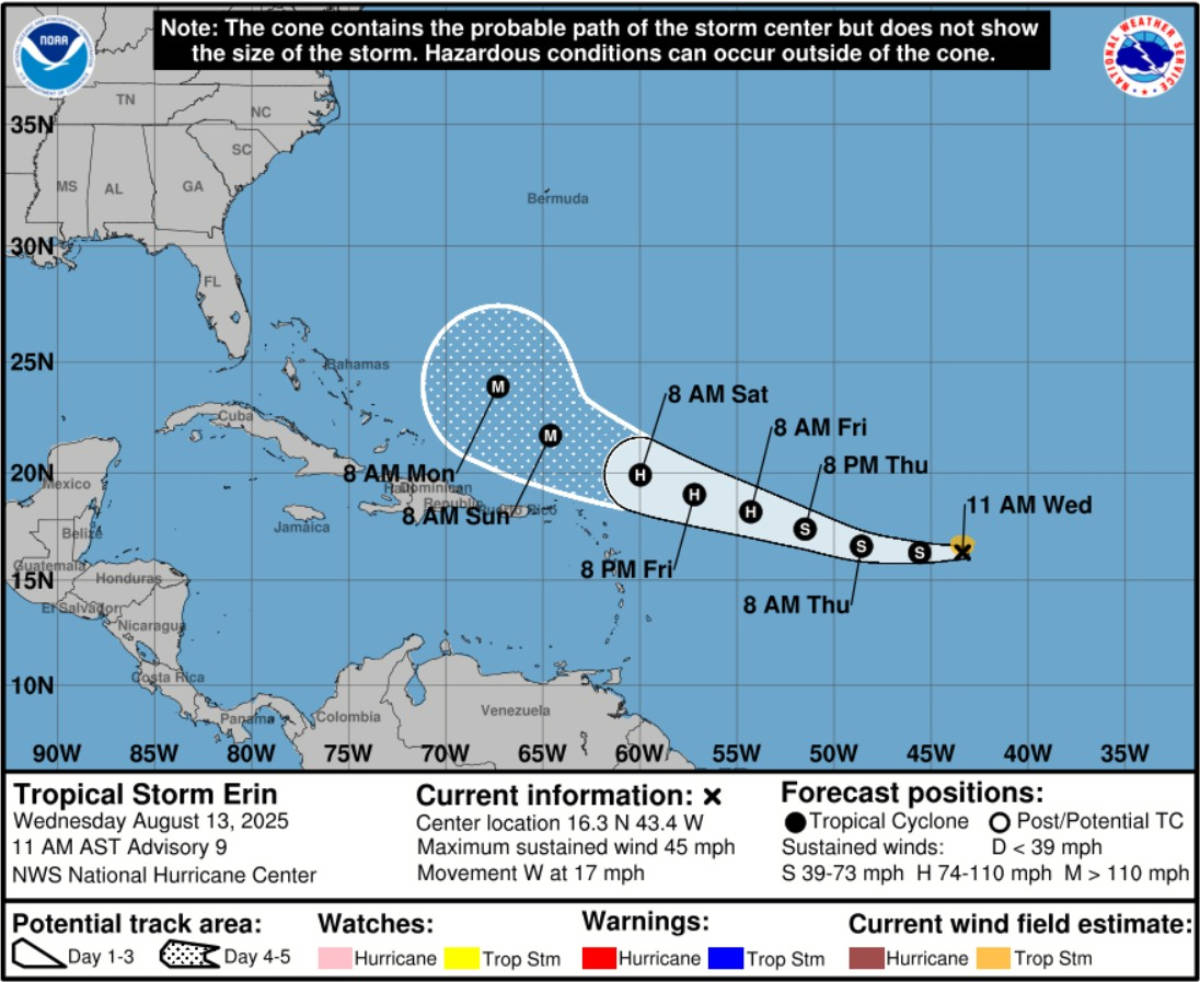 Tropical Storm Erin, Advisory 9