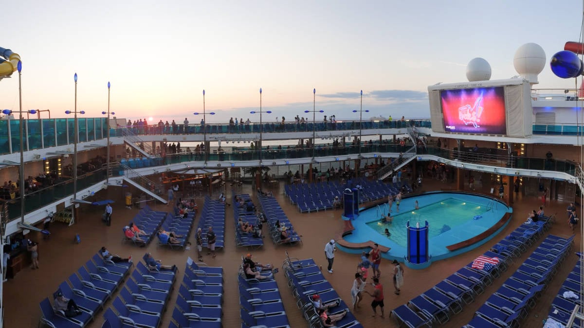 Large Screen on Carnival Dream Lido Deck
