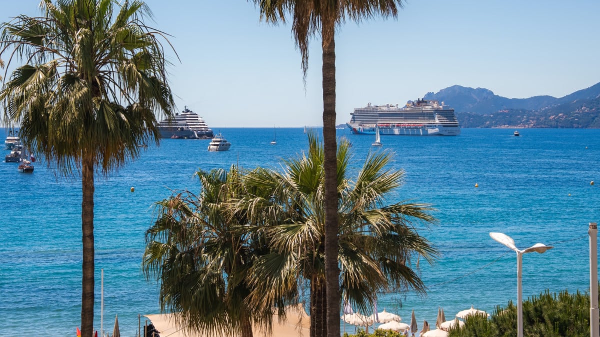 Cruise ship anchored in Cannes