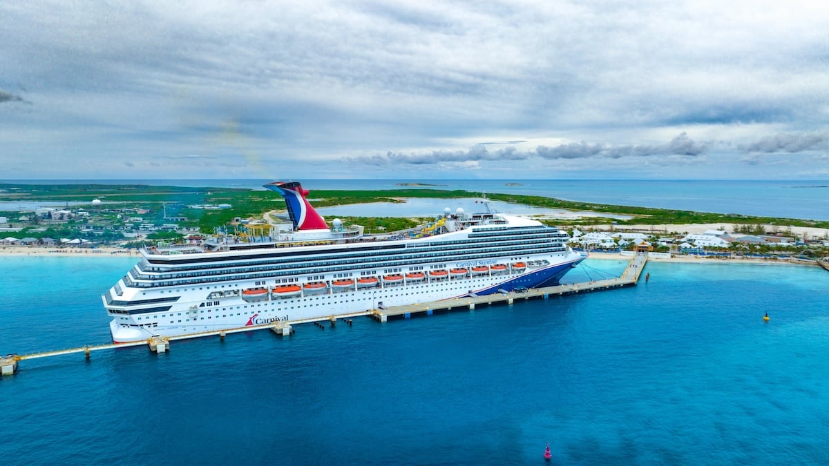 Aerial of Carnival Sunrise in Grand turk