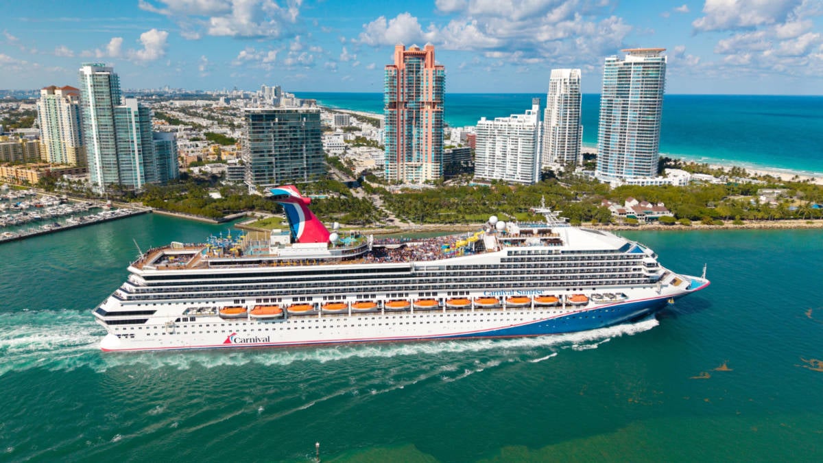 Carnival Sunrise Departing Miami, Florida