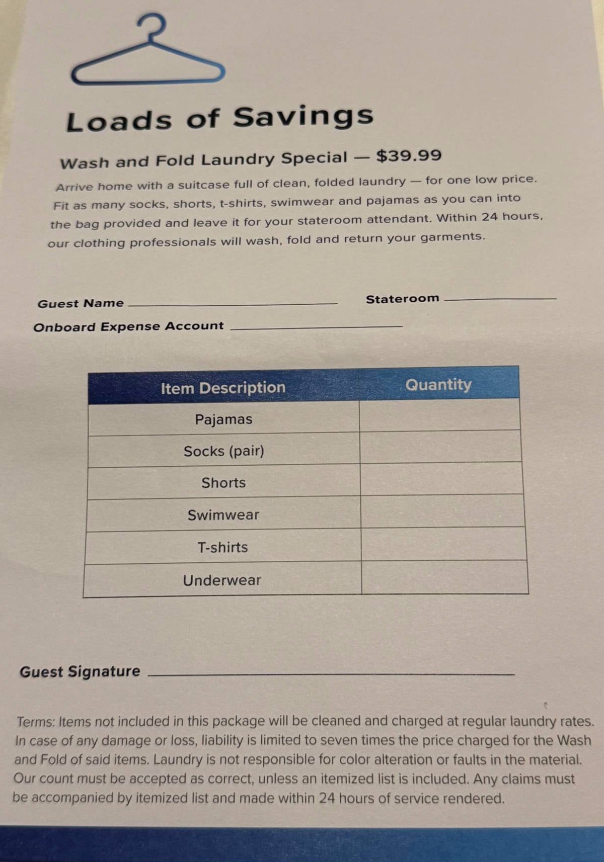 New Laundry Price