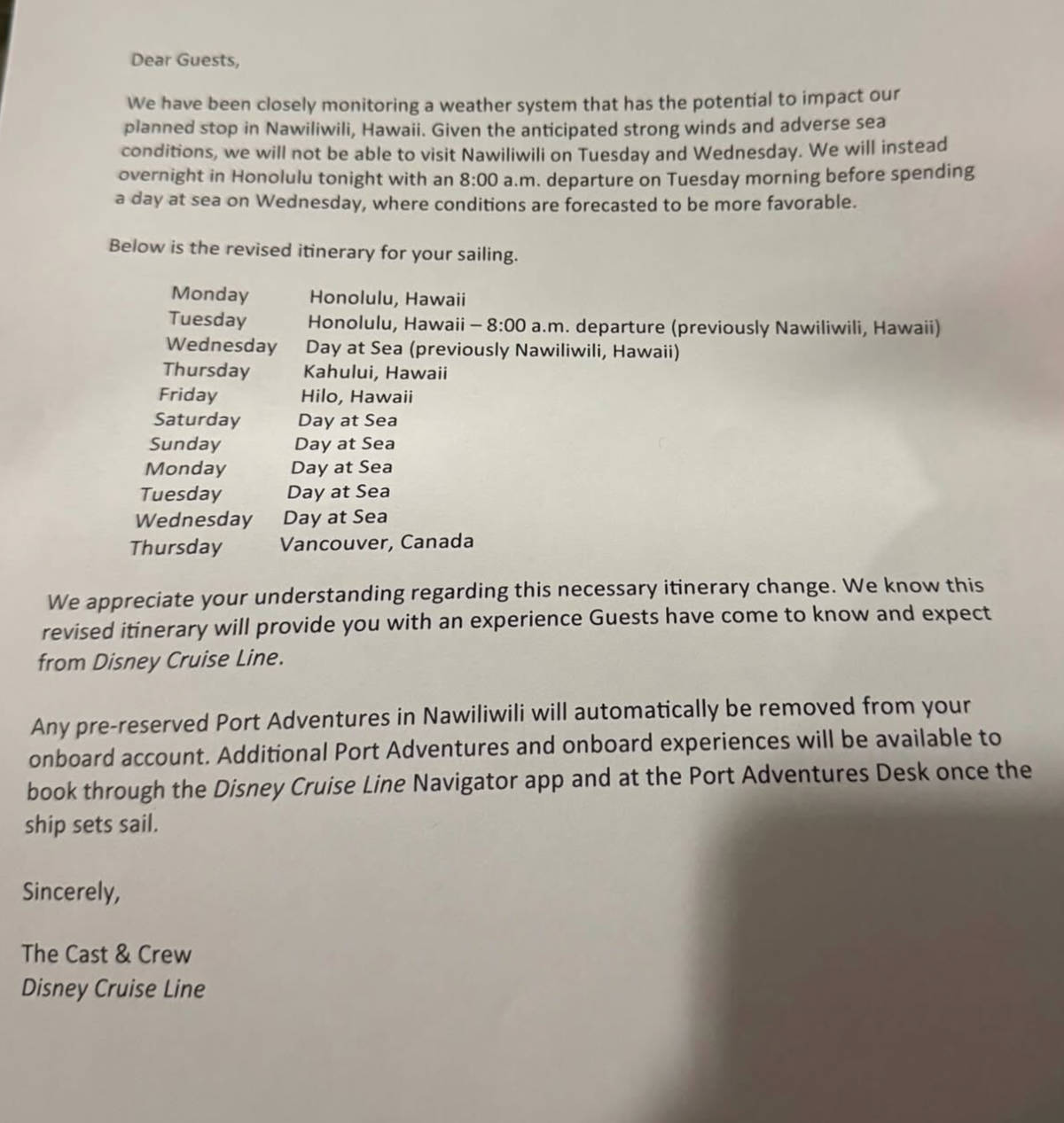 Disney Wonder Letter