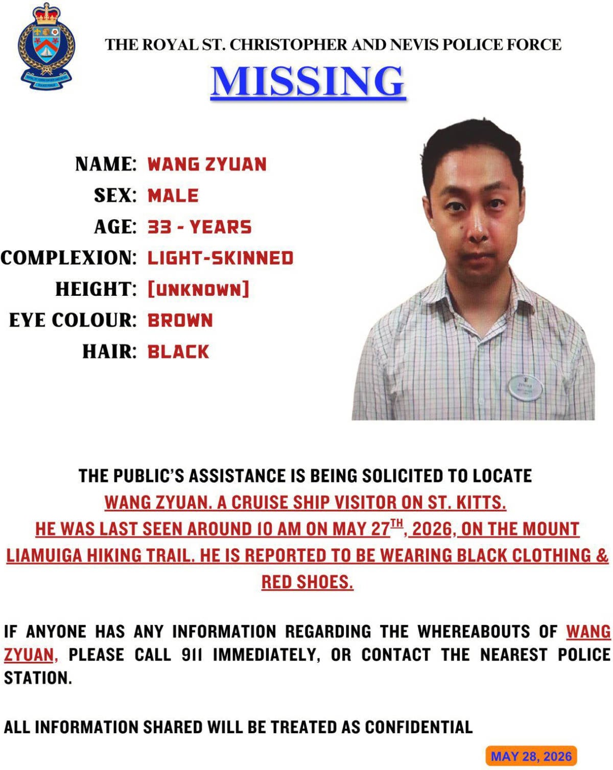 Missing Cruise Passenger in St. Kitts