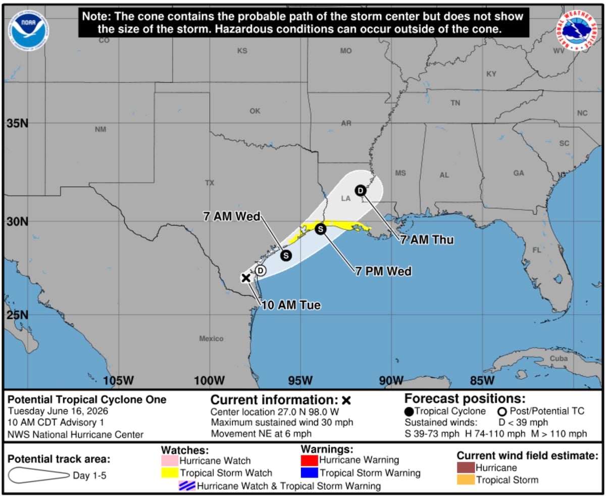 Potential tropical cyclone one