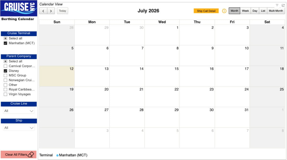Manhattan Cruise Schedule