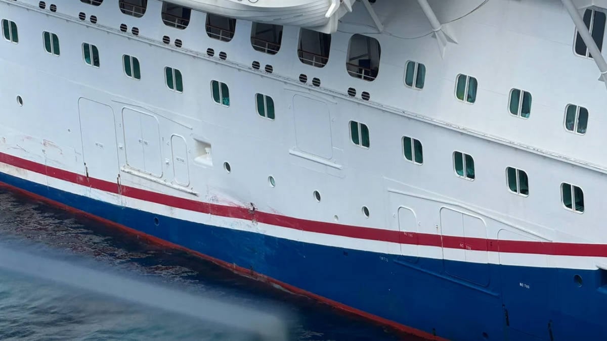 Carnival Breeze Hull Damage in Cozumel