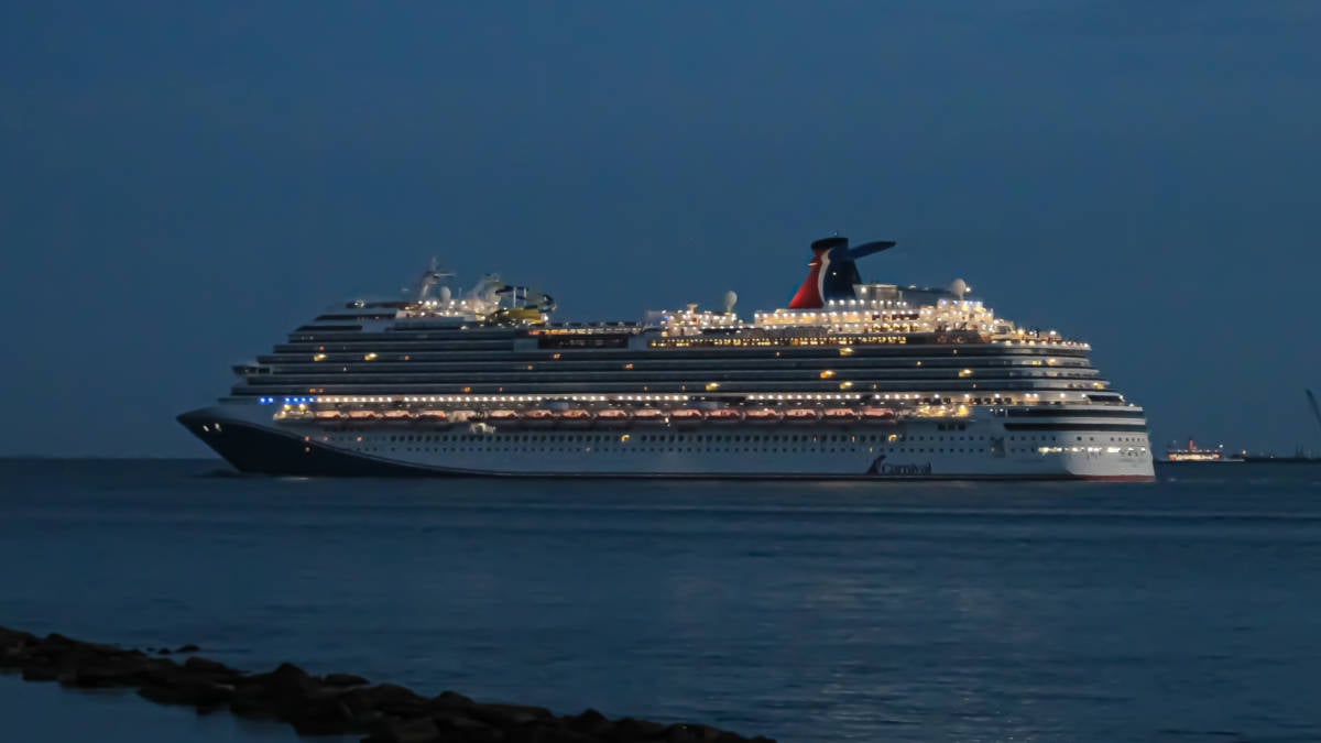 Carnival Dream Cruise Ship Under Darkness