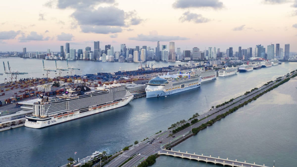 PortMiami Cruise Ships Aerial
