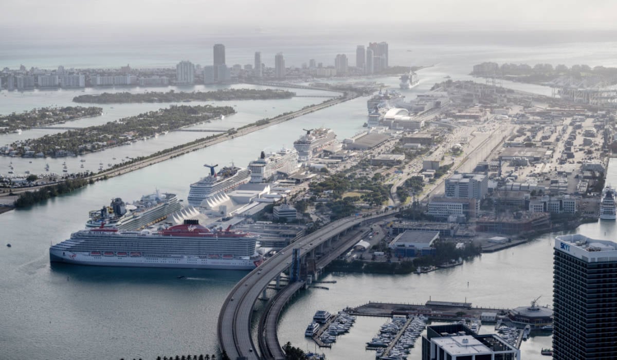 PortMiami Cruise Ships Aerial