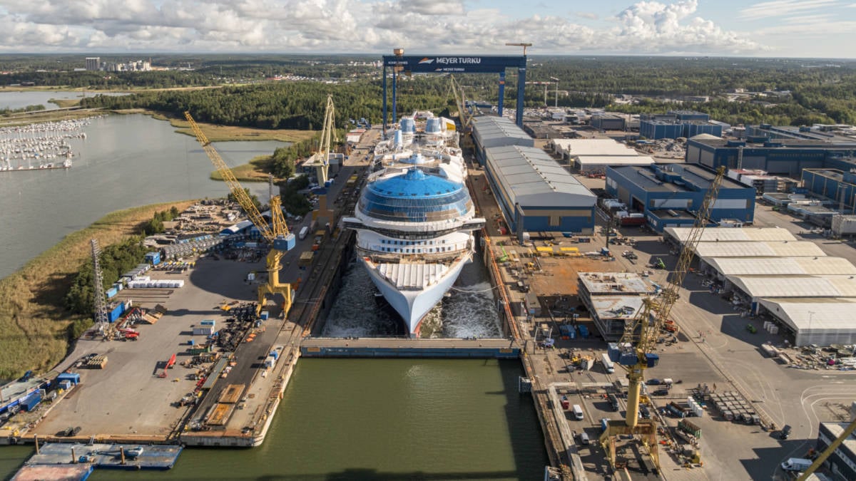 Hero of the Seas Float Out at the Meyer Turku Shipyard