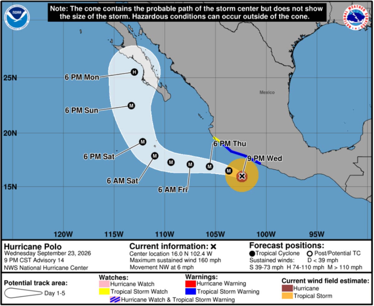 Hurricane Polo Advisory 14