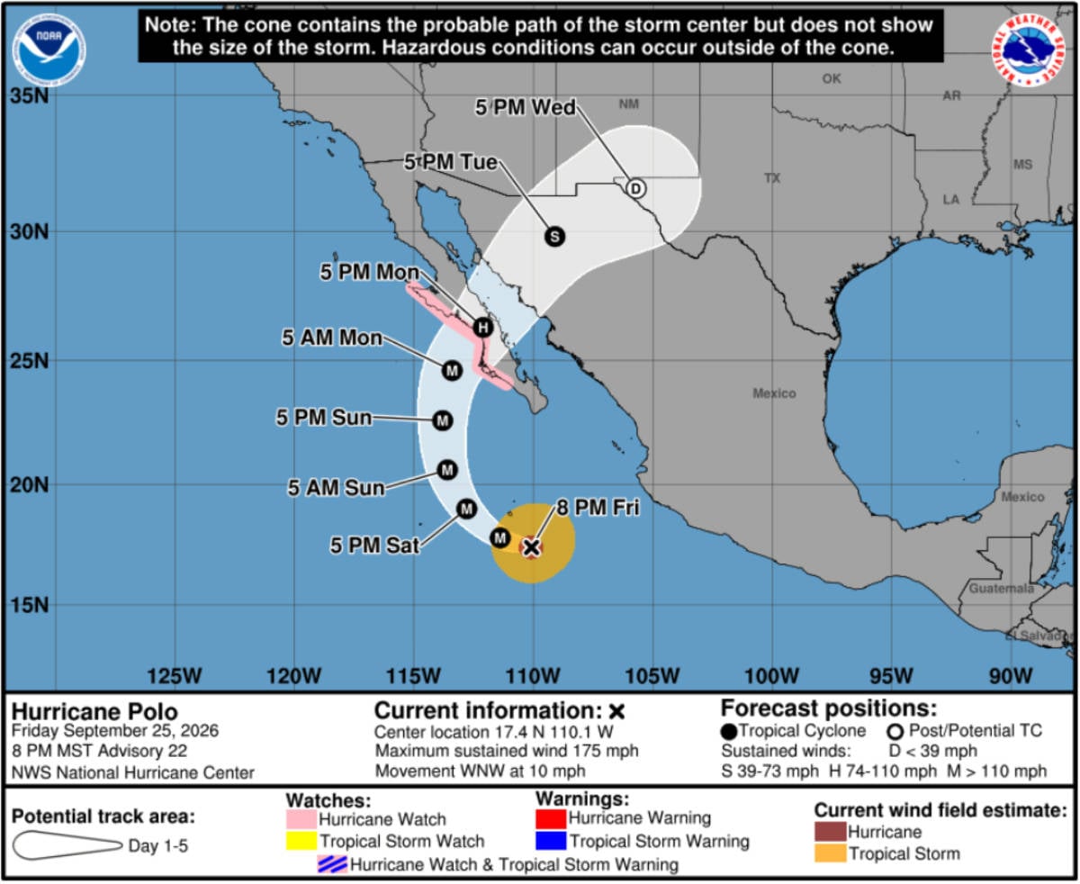 Hurricane Polo, Advisory 22